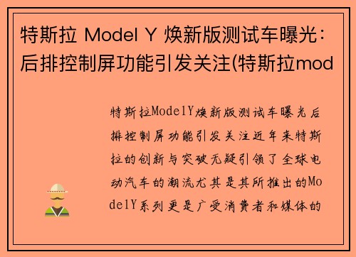 特斯拉 Model Y 焕新版测试车曝光：后排控制屏功能引发关注(特斯拉model y照片)